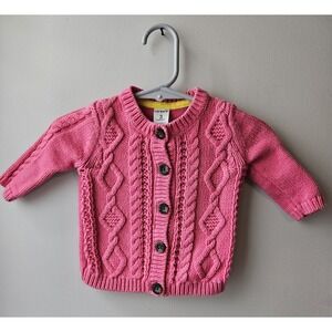 Carter's Baby Girl Pink Cable Knit Cardigan Sweater 3 Months Button Front Warm‎